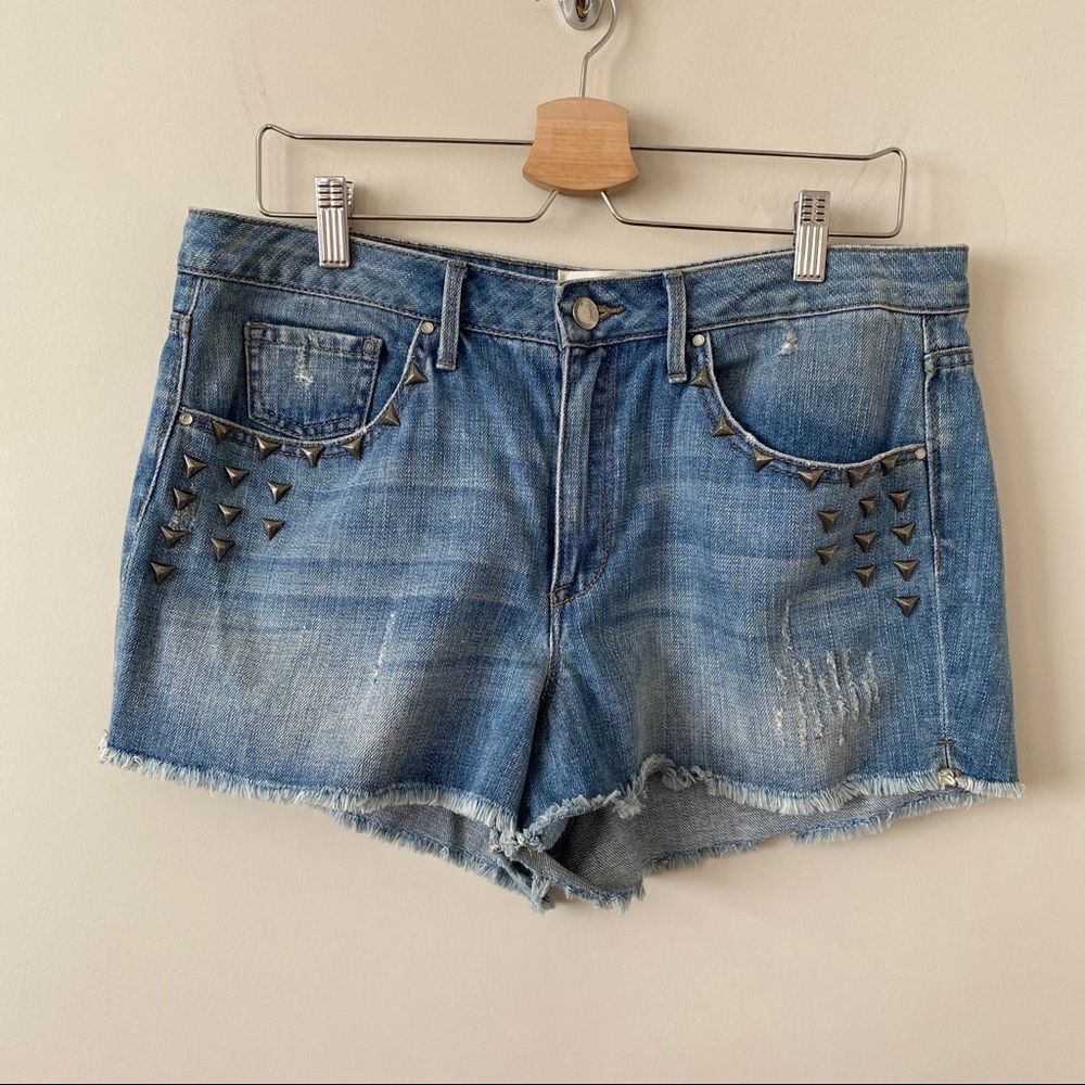 Rachel ROY-Distressed Embellished High Rise Shorts